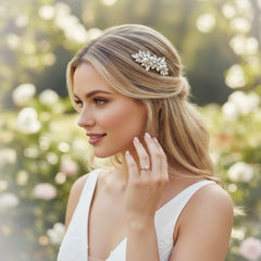 ATHENA COLLECTION - DAINTY VINTAGE PEARL COMB - HC298 SILVER
