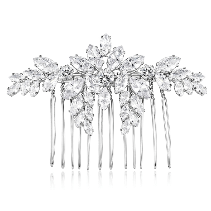 CUBIC ZIRCONIA COLLECTION - VINTAGE LUXE HAIR COMB - HC301 SILVER