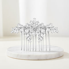 CUBIC ZIRCONIA COLLECTION - VINTAGE LUXE HAIR COMB - HC301 SILVER