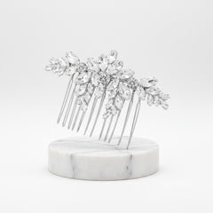 CUBIC ZIRCONIA COLLECTION - VINTAGE LUXE HAIR COMB - HC301 SILVER