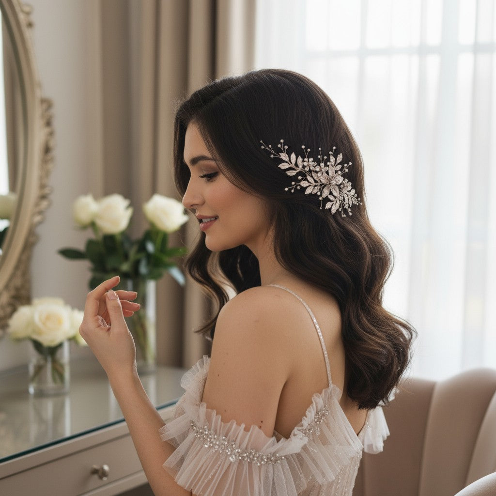 ATHENA COLLECTION - EXQUISITE CRYSTAL HEADPIECE - HC289 SILVER