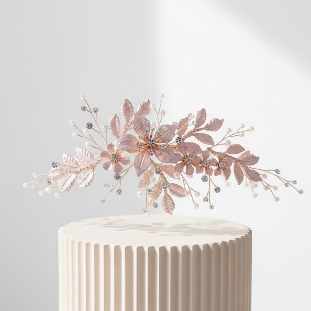 ATHENA COLLECTION - EXQUISITE CRYSTAL HEADPIECE - HC289 BLUSH PINK