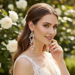 ATHENA COLLECTION - EXQUISITE PEARL CASCADE EARRINGS - CZER822