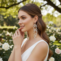 ATHENA COLLECTION - EXQUISITE PEARL CASCADE EARRINGS - CZER822