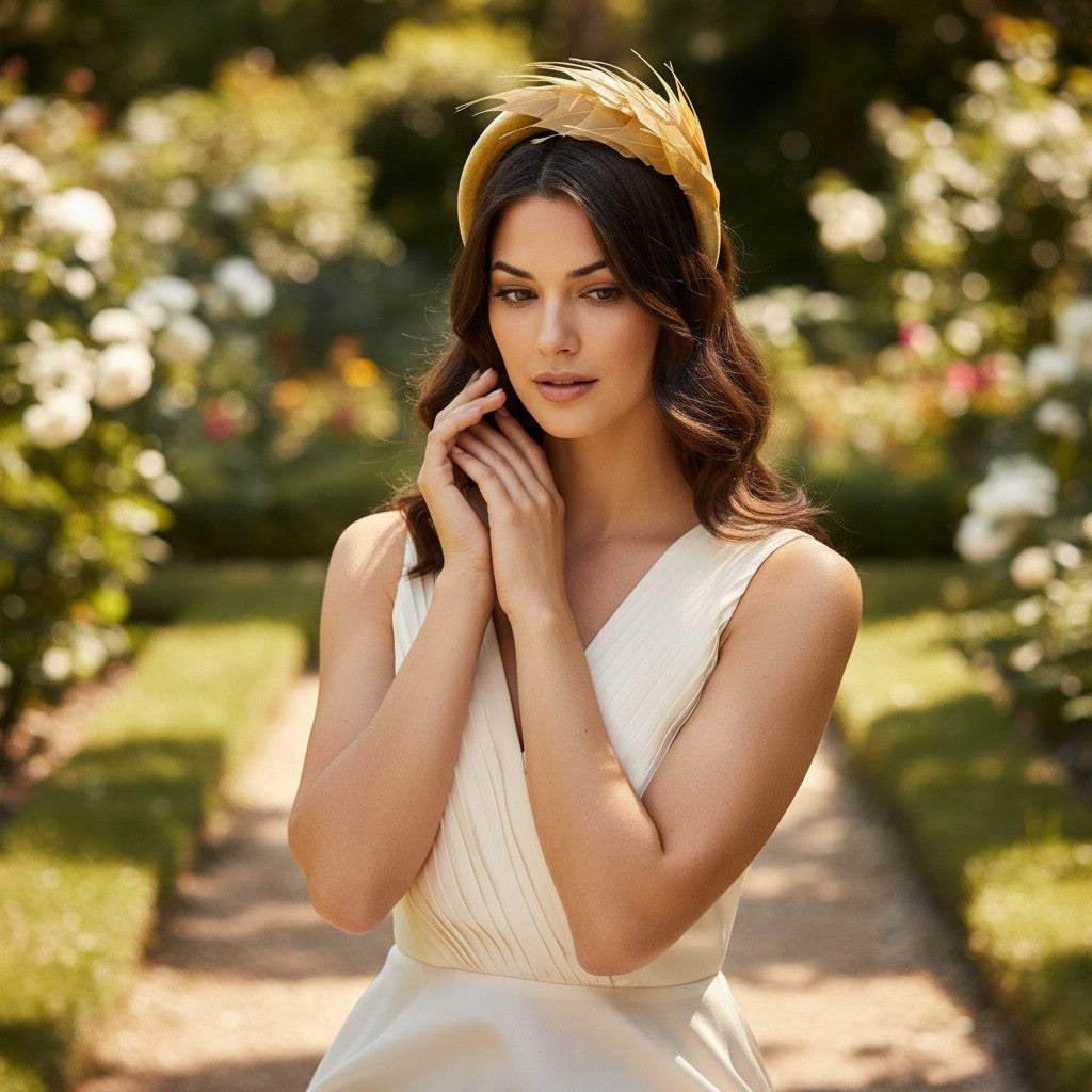 ATHENA COLLECTION - LUXE FEATHER HEADBAND - GOLD