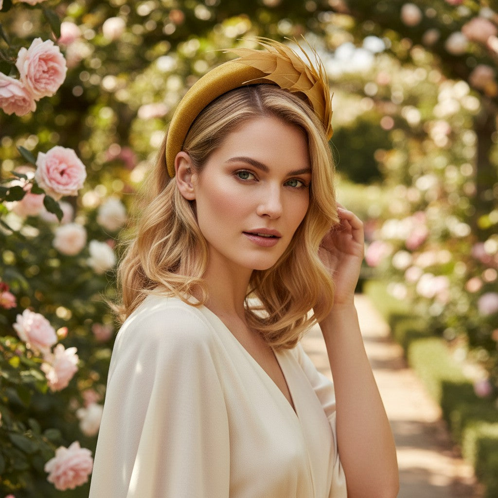 ATHENA COLLECTION - LUXE FEATHER HEADBAND - GOLD