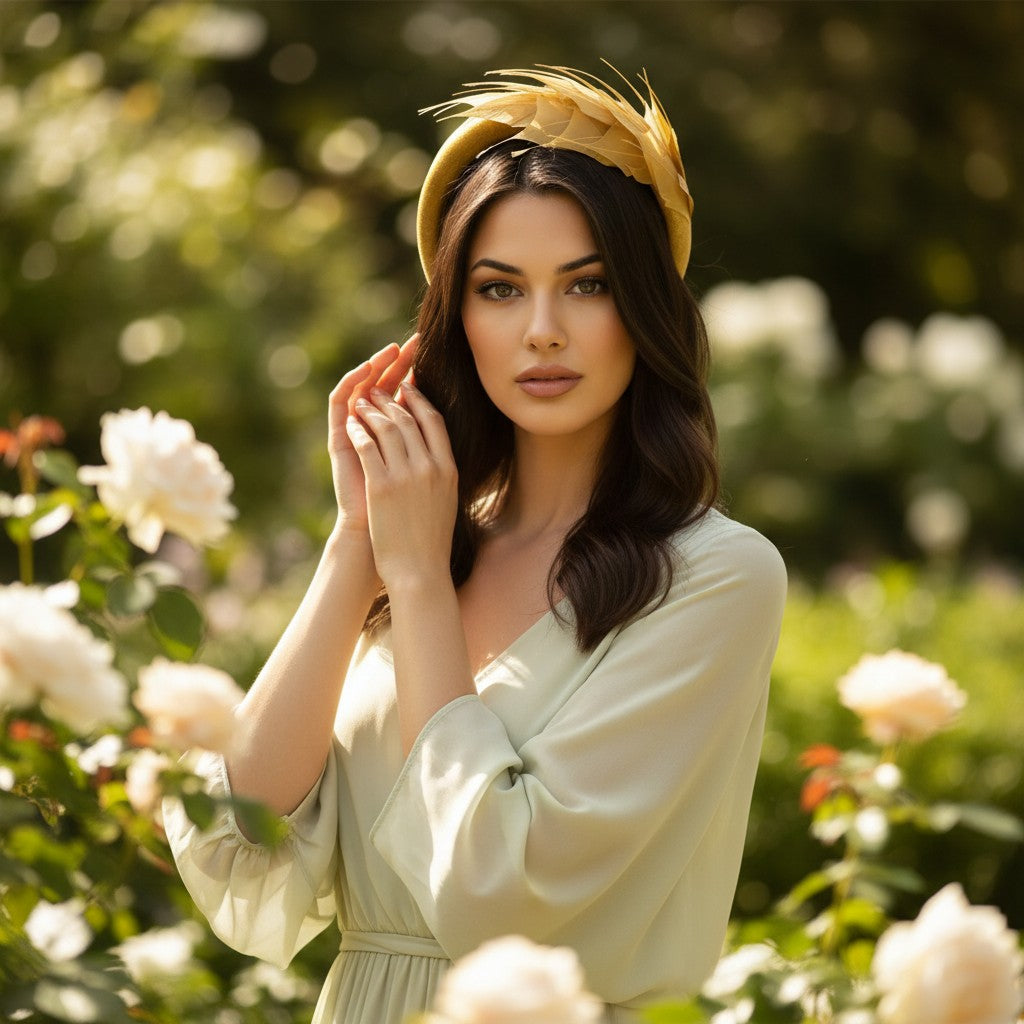 ATHENA COLLECTION - LUXE FEATHER HEADBAND - GOLD