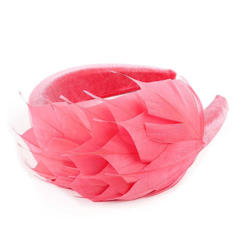 ATHENA COLLECTION - LUXE FEATHER HEADBAND - CORAL