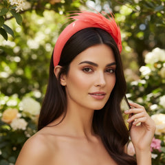 ATHENA COLLECTION - LUXE FEATHER HEADBAND - CORAL