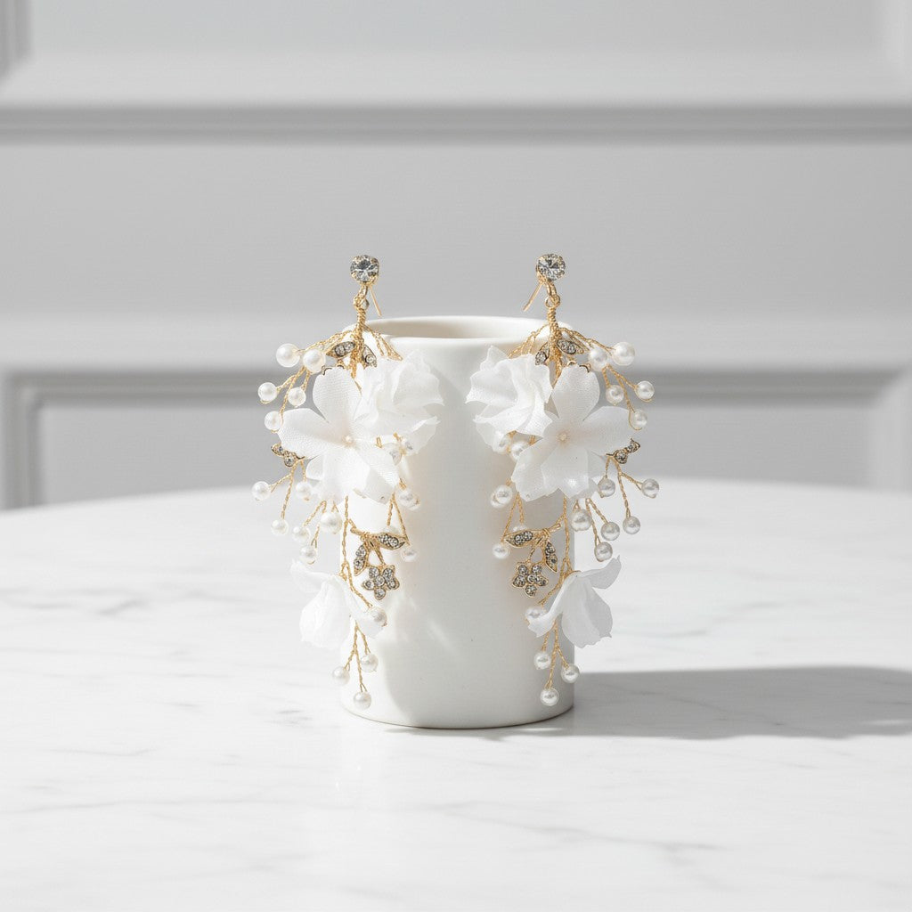 ATHENA COLLECTION - CAPTIVATING PEARLS OF ELEGANCE EARRINGS - CZER823 GOLD