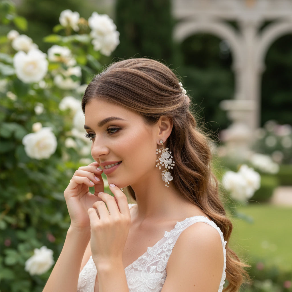ATHENA COLLECTION - CAPTIVATING PEARLS OF ELEGANCE EARRINGS - CZER823 SILVER