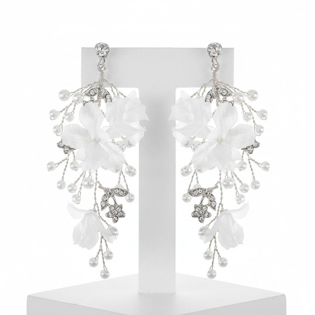 ATHENA COLLECTION - CAPTIVATING PEARLS OF ELEGANCE EARRINGS - CZER823 SILVER