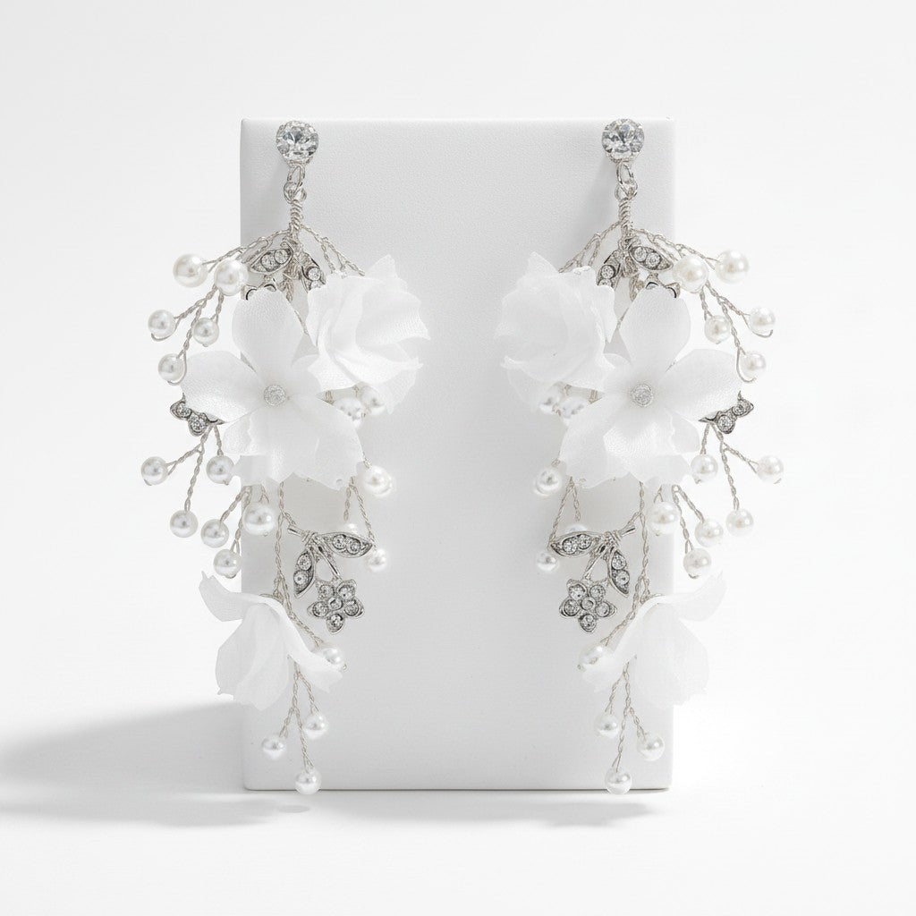 ATHENA COLLECTION - CAPTIVATING PEARLS OF ELEGANCE EARRINGS - CZER823 SILVER