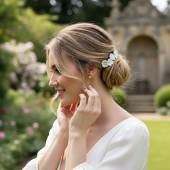 ATHENA COLLECTION - EXQUISITE FLORAL HAIR PINS - PIN80 SILVER