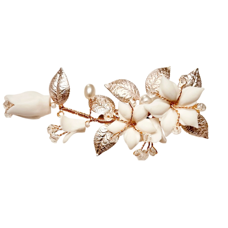 ATHENA COLLECTION - DAINTY FLOWER HAIR CLIP - CLIP774 SILVERGOLD
