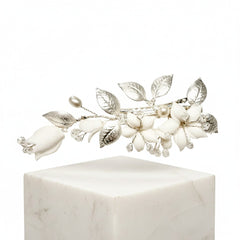 ATHENA COLLECTION - DAINTY FLOWER HAIR CLIP - CLIP774 SILVER
