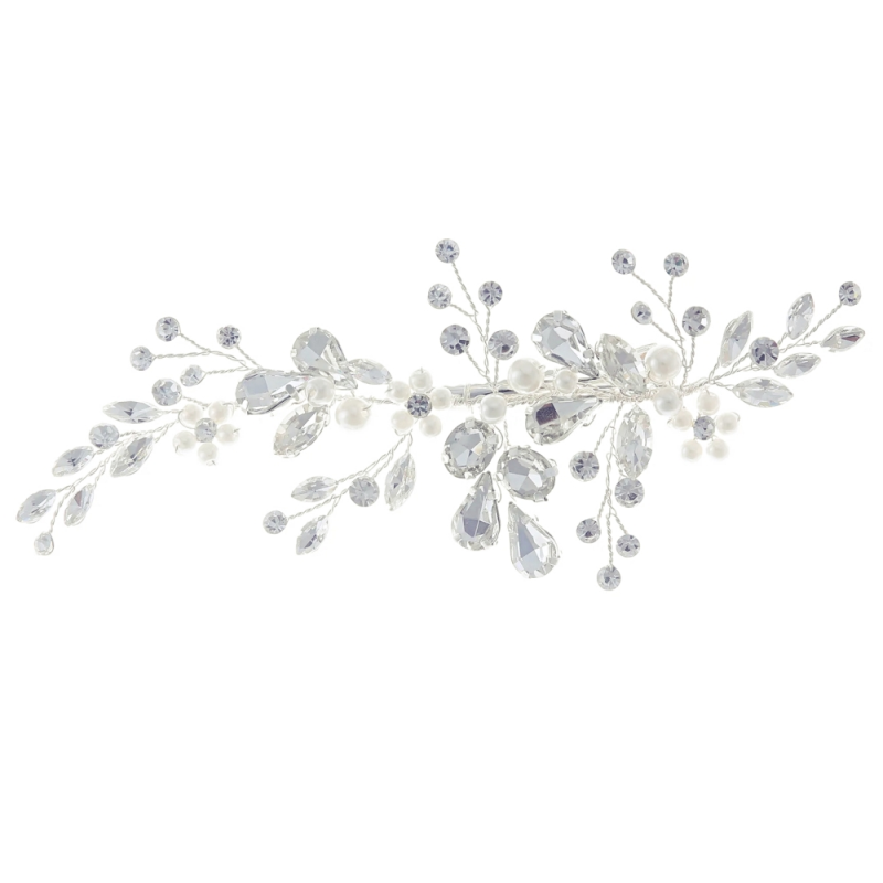 ATHENA COLLECTION -CRYSTAL ALLURE HAIR CLIP - CLIP775 SILVER