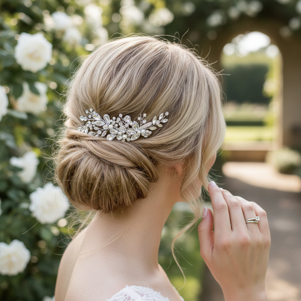 ATHENA COLLECTION -CRYSTAL ALLURE HAIR CLIP - CLIP775 SILVER