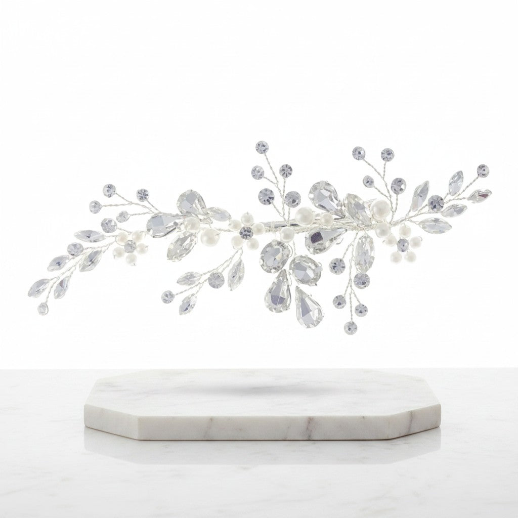ATHENA COLLECTION -CRYSTAL ALLURE HAIR CLIP - CLIP775 SILVER