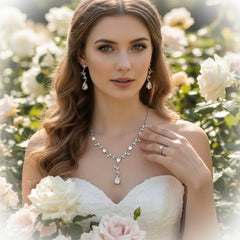 ATHENA COLLECTION - VINTAGE VINE NECKLACE SET - CZNK257 SILVER