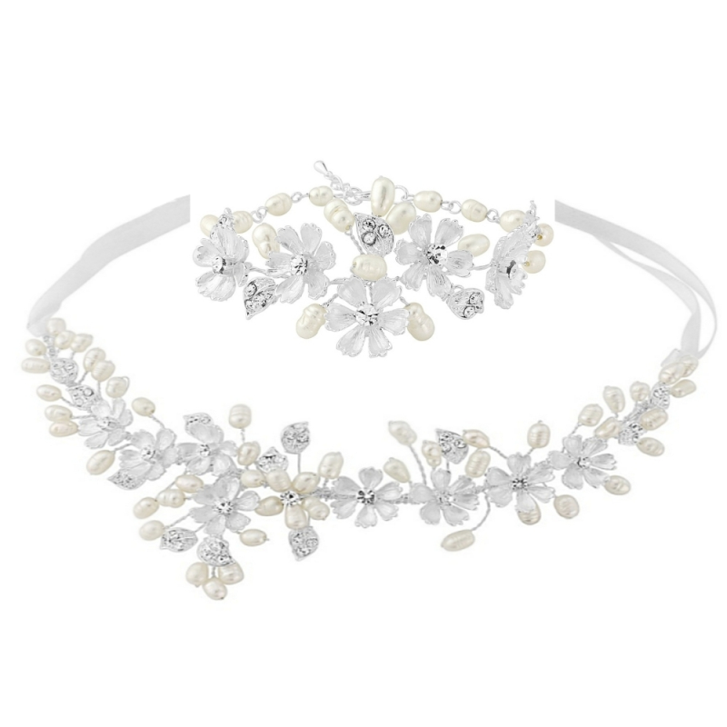 SASSB COLLECTION - SERENITY HAIR VINE SET - SILVER