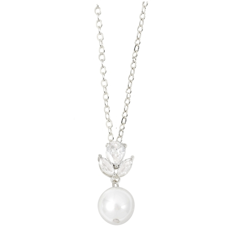 CUBIC ZIRCONIA COLLECTION - VINTAGE SHIMMER NECKLACE- CZNK259 SILVER