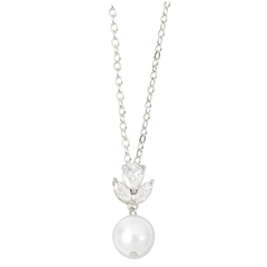 CUBIC ZIRCONIA COLLECTION - VINTAGE SHIMMER NECKLACE- CZNK259 SILVER