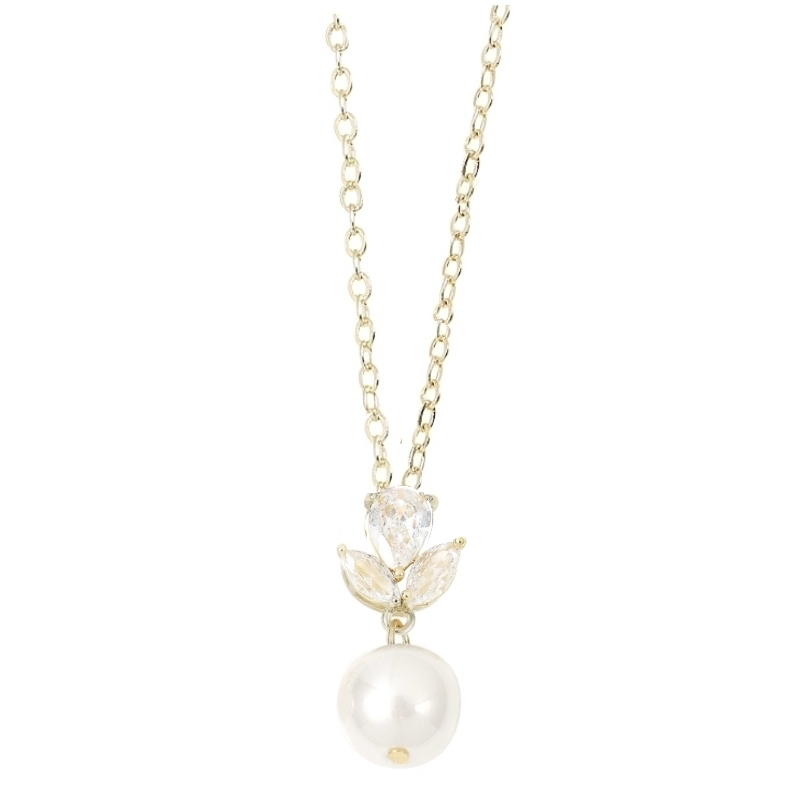 CUBIC ZIRCONIA COLLECTION - VINTAGE SHIMMER NECKLACE- CZNK259 GOLD