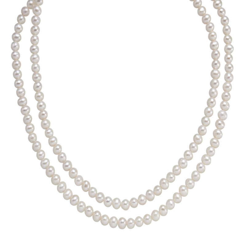 CUBIC ZIRCONIA COLLECTION - SPARKLE PEARL NECKLACE SET - CZNK260 SILVER