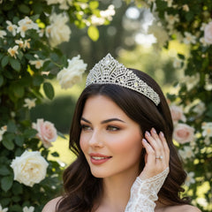 ATHENA COLLECTION - DAZZLING CRYSTAL TIARA-  AHB201SILVER