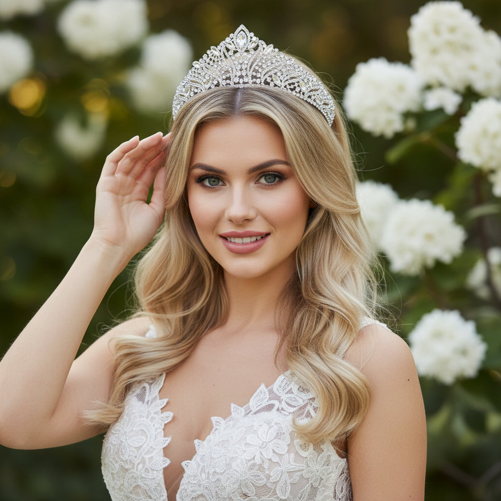 ATHENA COLLECTION - DAZZLING CRYSTAL TIARA-  AHB201SILVER