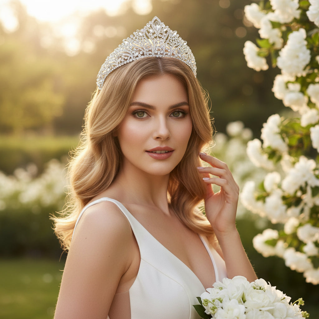 ATHENA COLLECTION - DAZZLING CRYSTAL TIARA-  AHB201SILVER