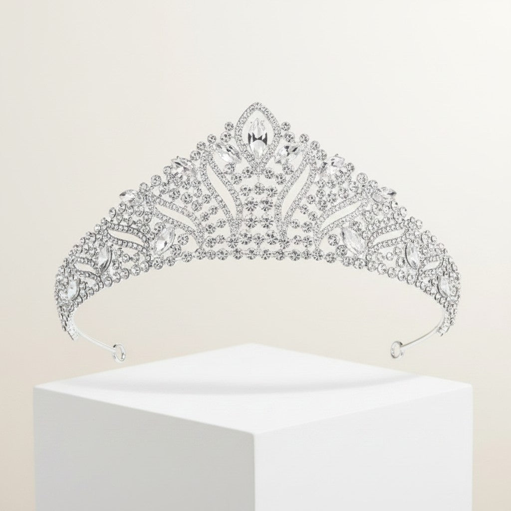 ATHENA COLLECTION - DAZZLING CRYSTAL TIARA-  AHB201SILVER