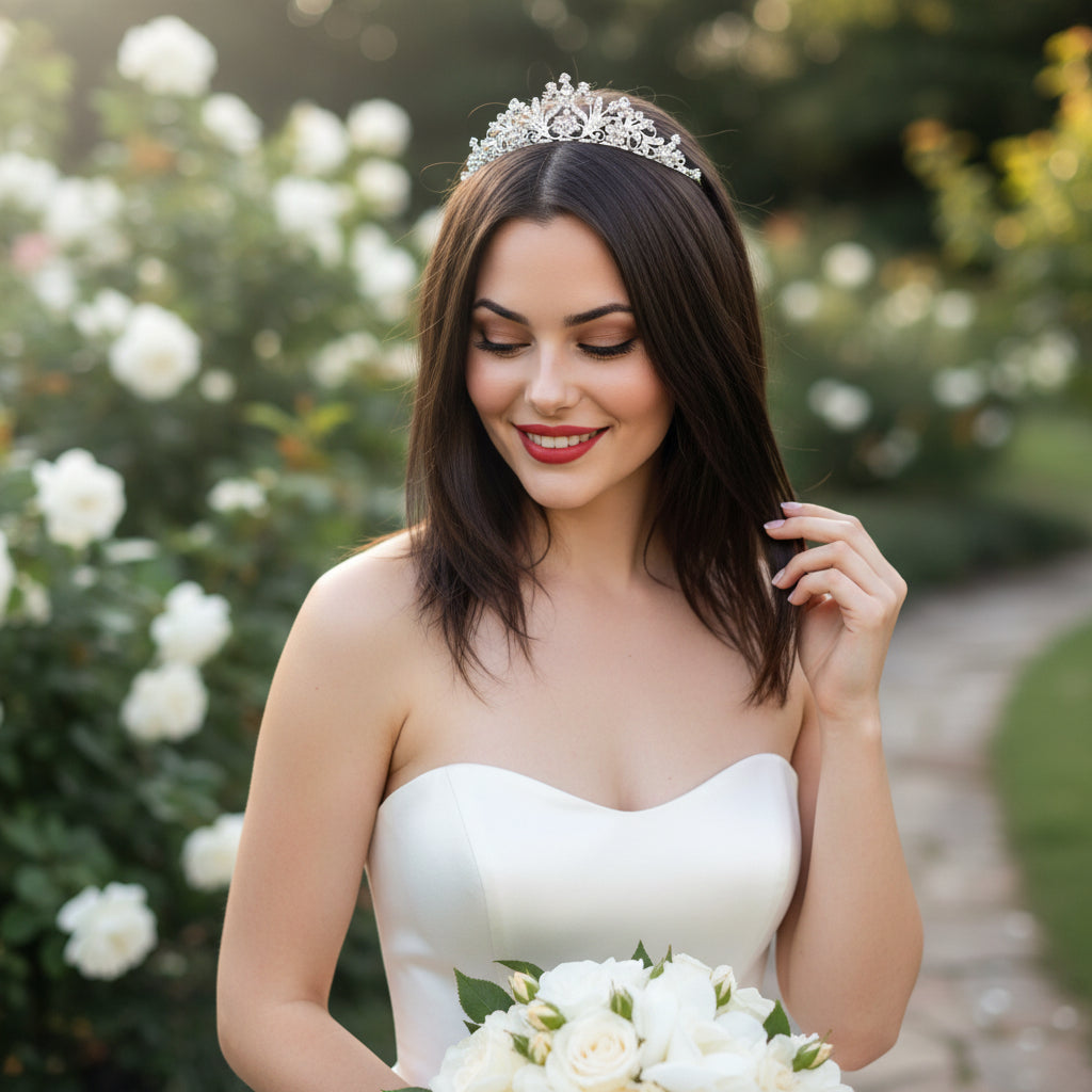 ATHENA COLLECTION -DELICATE DAISY TIARA - AHB203 SILVER
