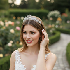 ATHENA COLLECTION -DELICATE DAISY TIARA - AHB203 SILVER