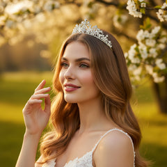 ATHENA COLLECTION -DELICATE DAISY TIARA - AHB203 SILVER
