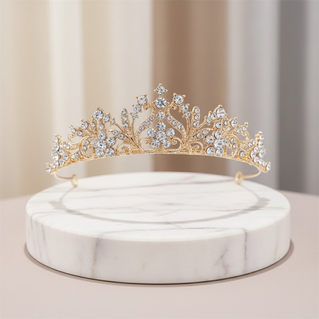 ATHENA COLLECTION -DELICATE DAISY TIARA - AHB203 GOLD