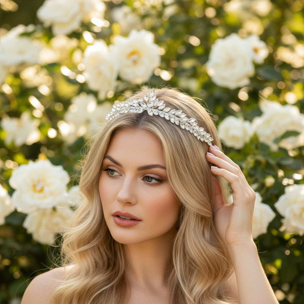 ATHENA COLLECTION - DAINTY DIVA TIARA - AHB204 -SILVER