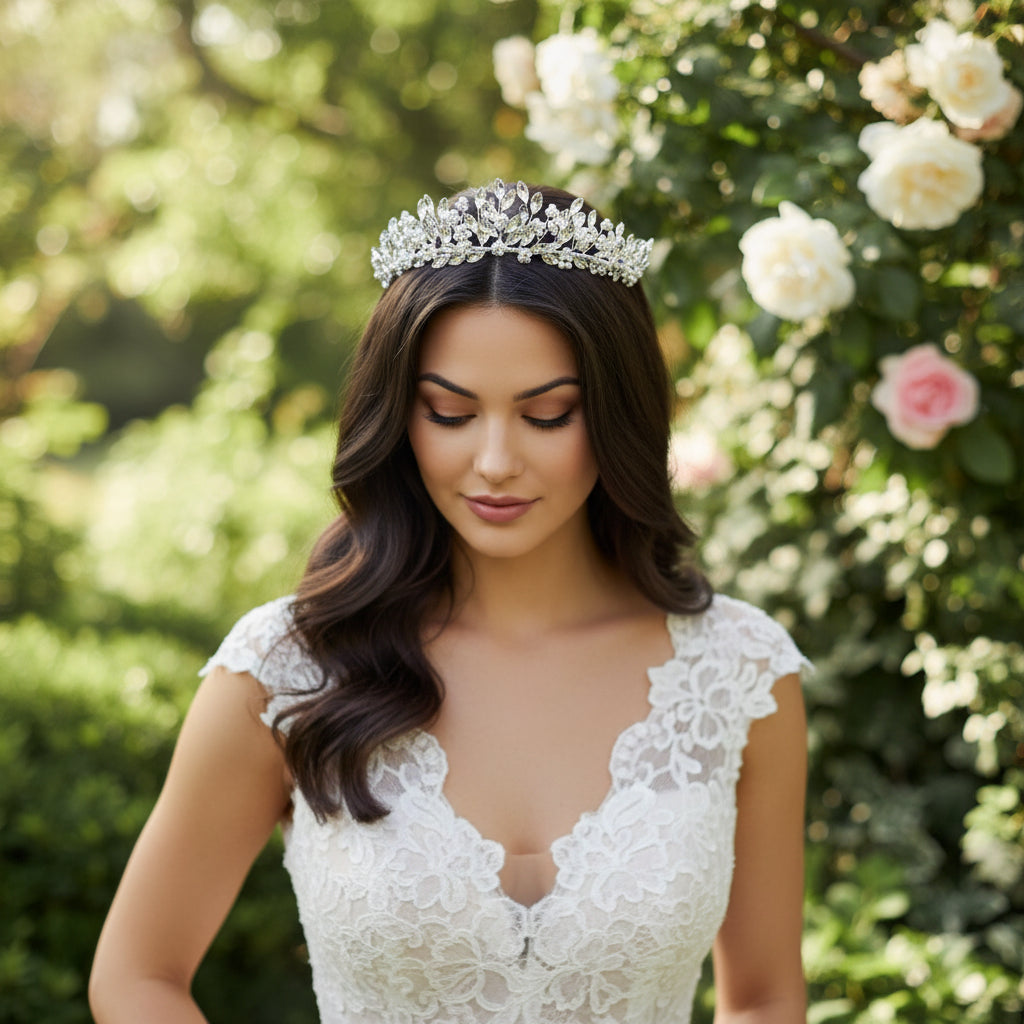 ATHENA COLLECTION - DIVINE GRACE TIARA - AHB205 SILVER