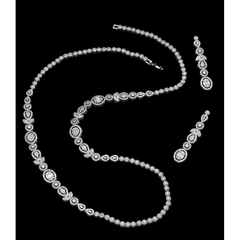 CUBIC ZIRCONIA COLLECTION - GATSBY GLAM NECKLACE SET - SILVER