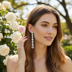 CUBIC ZIRCONIA COLLECTION - GLAM STARLET EARRINGS - CZER826 SILVER
