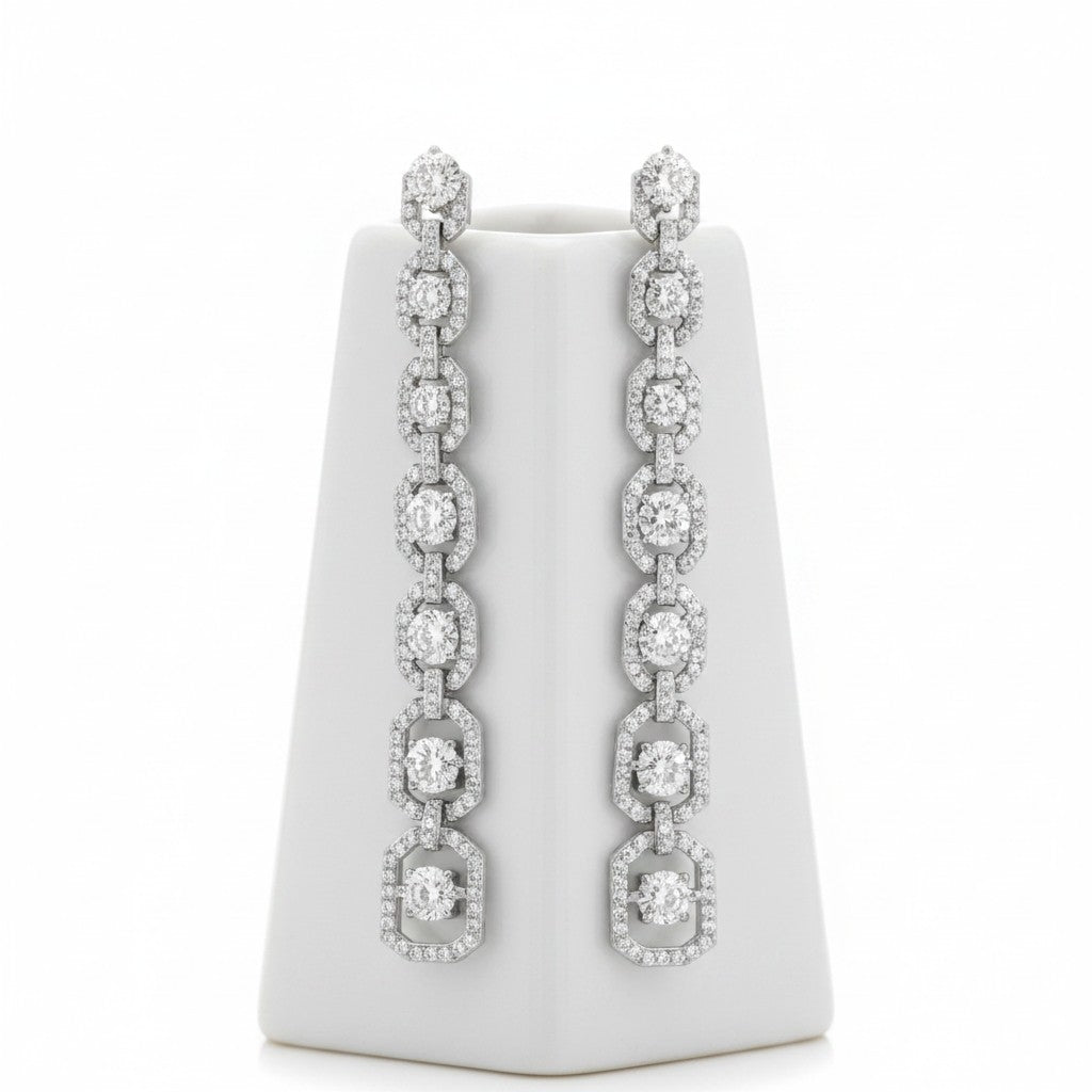CUBIC ZIRCONIA COLLECTION - GLAM STARLET EARRINGS - CZER826 SILVER