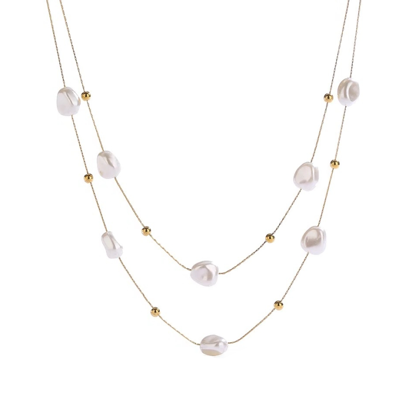 ATHENA COLLECTION - BAROQUE PEARL NECKLACE - GOLD (SSNK261)