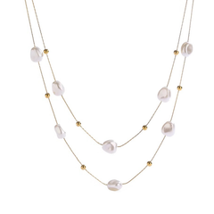 ATHENA COLLECTION - BAROQUE PEARL NECKLACE - GOLD (SSNK261)