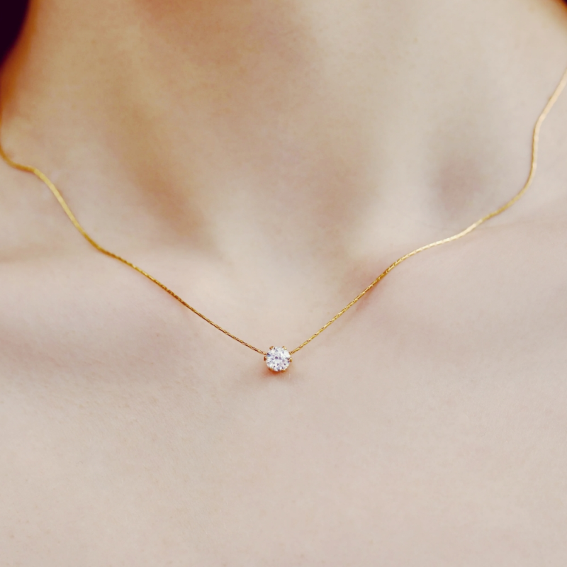 CUBIC ZIRCONIA COLLECTION - SIMULATED DIAMOND NECKLACE - GOLD (SSNK262)