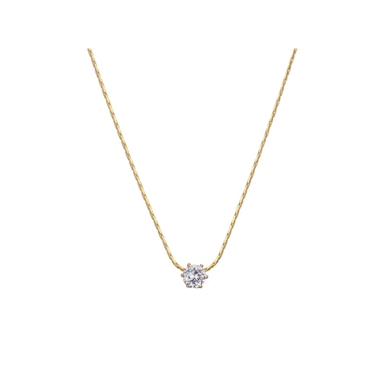 CUBIC ZIRCONIA COLLECTION - SIMULATED DIAMOND NECKLACE - GOLD (SSNK262)