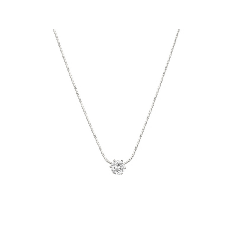 CUBIC ZIRCONIA COLLECTION - SIMULATED DIAMOND NECKLACE - (SSNK262)SILVER