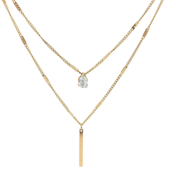 CUBIC ZIRCONIA - EXQUISITE LAYERED NECKLACE - GOLD (SSNK263)