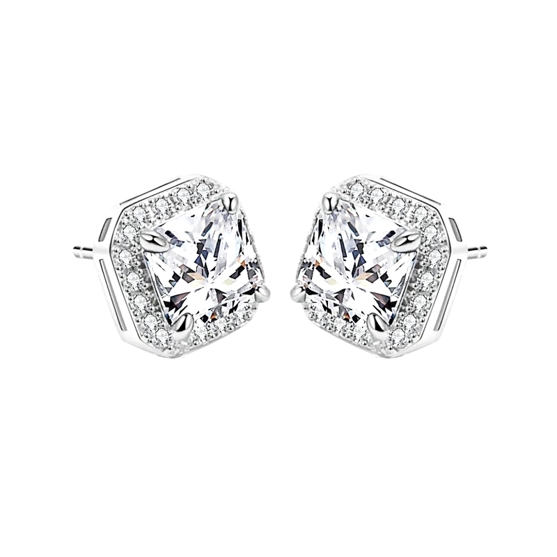 CUBIC ZIRCONIA COLLECTION - GEM SPARKLE EARRINGS - CZER828 SILVER