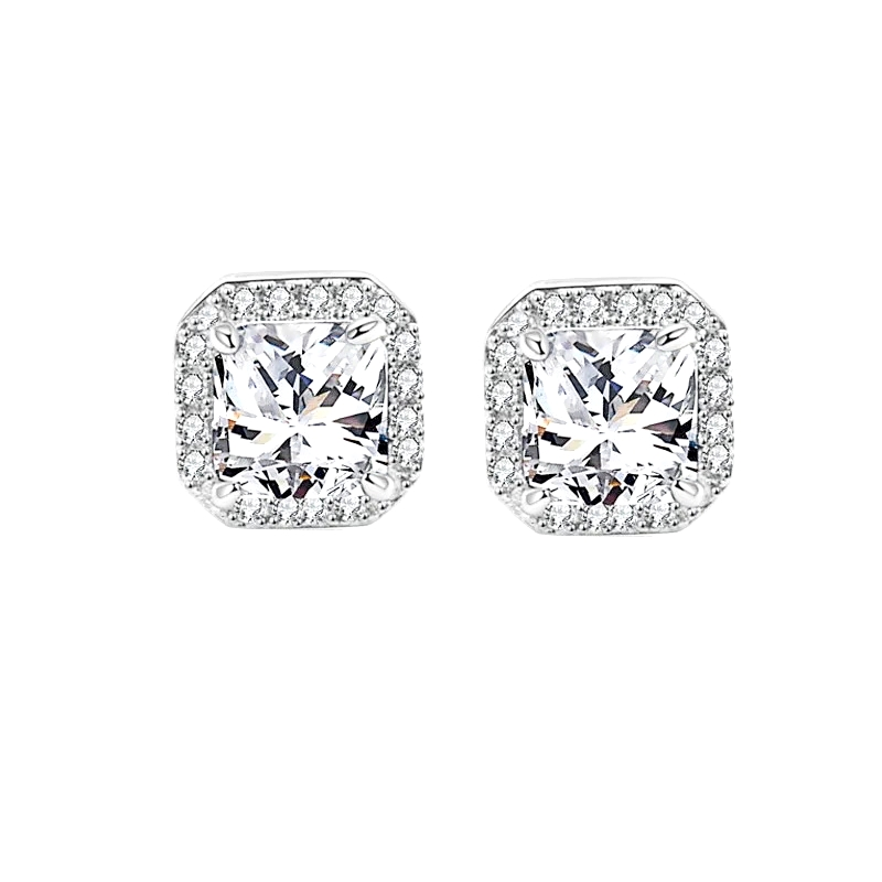 CUBIC ZIRCONIA COLLECTION - GEM SPARKLE EARRINGS - CZER828 SILVER